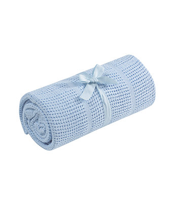 Mothercare Crib or Moses Basket Cellular Cotton Blanket- Blue
